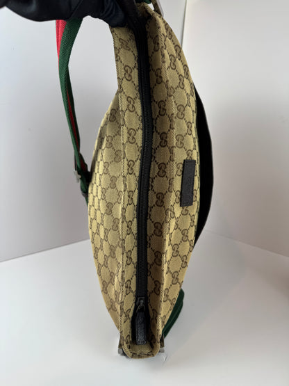 Gucci Web Flat Messenger GG Canvas Brown