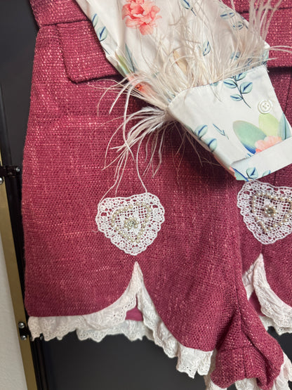 D13👗Berry Bunny Lace Romper – Pre-Owned (All Sales Final) 🐰💕