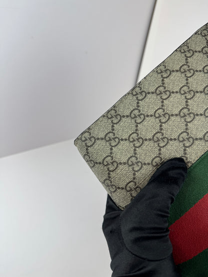 Gucci Web Clutch GG Supreme Coated  Canvas