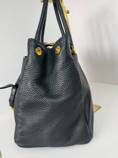 PRADA Vitello Daino Double Pocket Leather Black