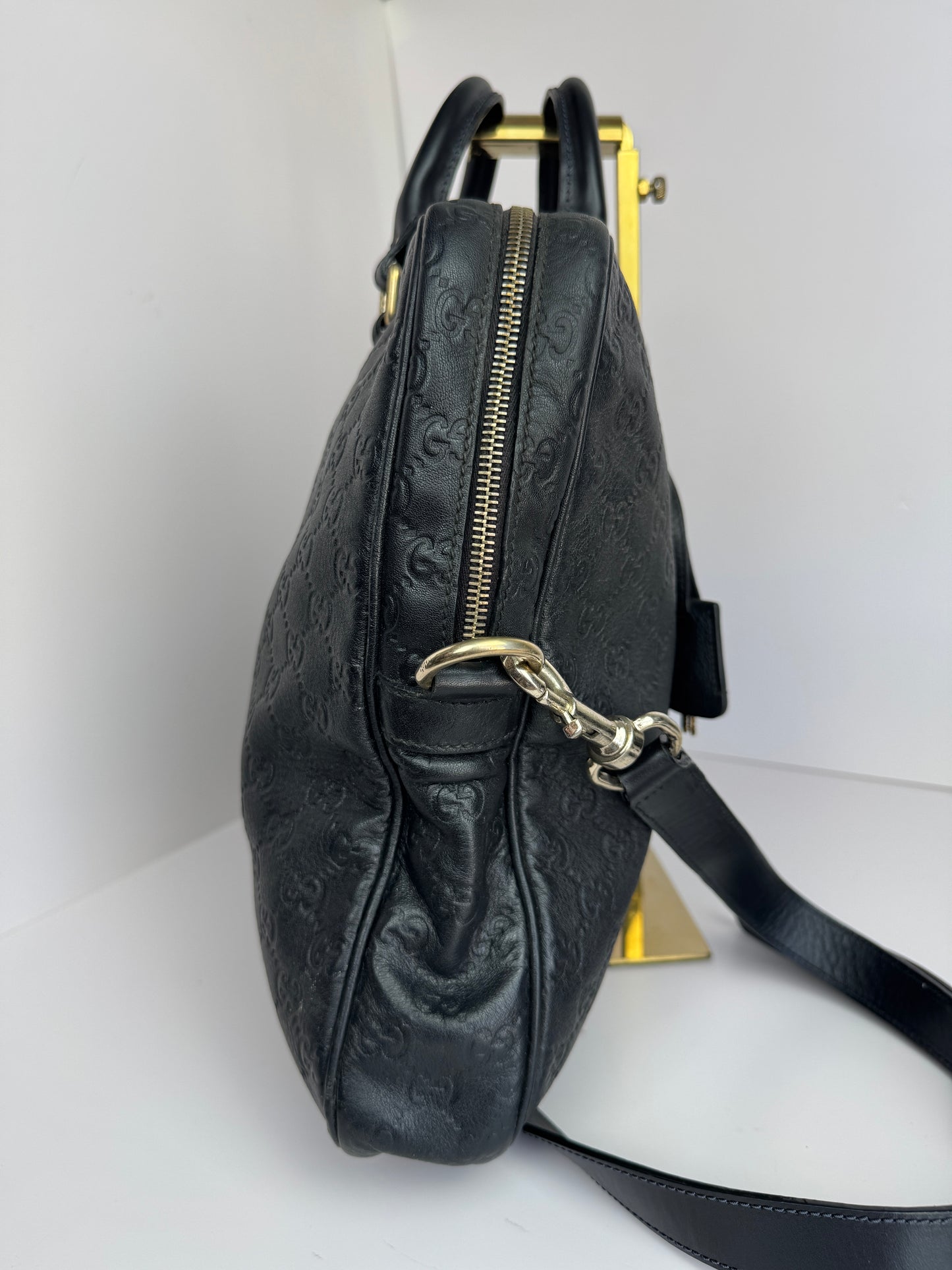 Gucci Briefcase Monogram GG Leather Black