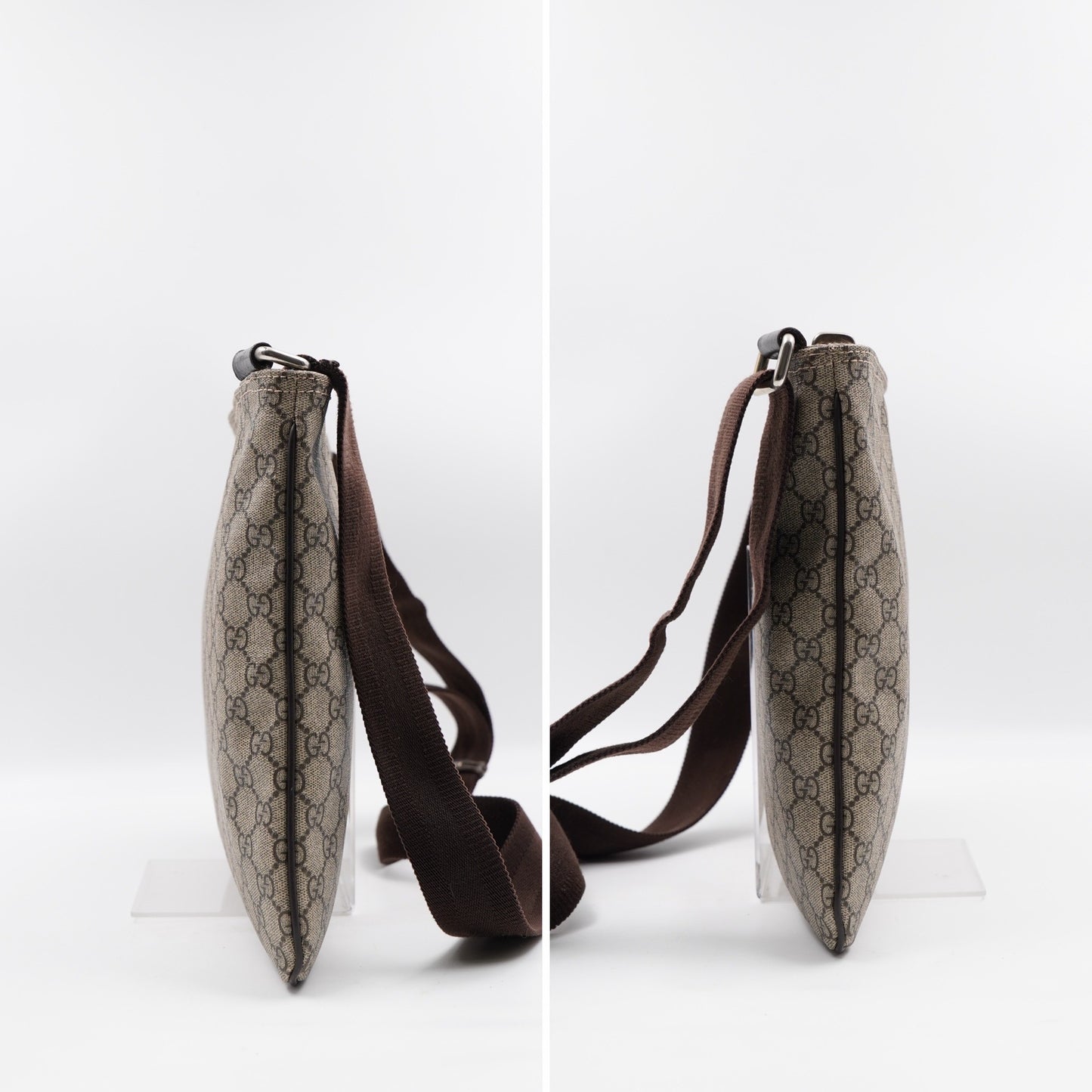 Gucci Flat GG Supreme Messenger Coated Canvas Brown
