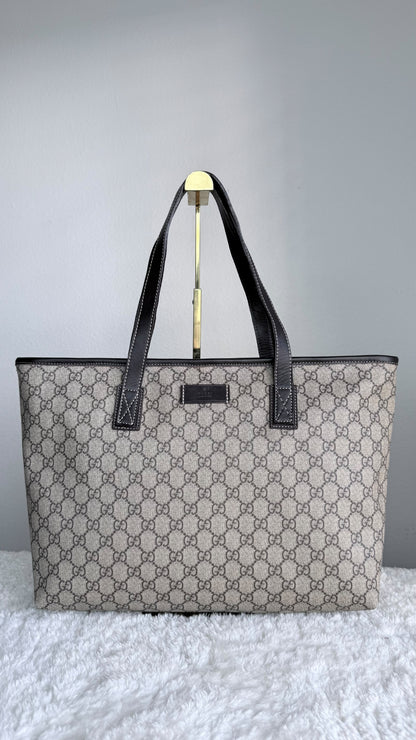GUCCI Tote Medium GG Supreme Coated canvas brown