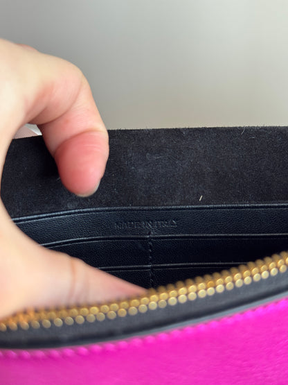 SAINT LAURENT Classic Monogram Tassel Chain wallet Leather pink metallic