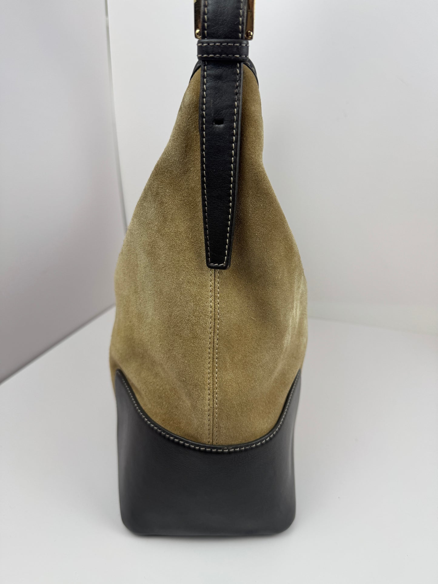 Loewe Anagram Shoulder Suede Leather Bag