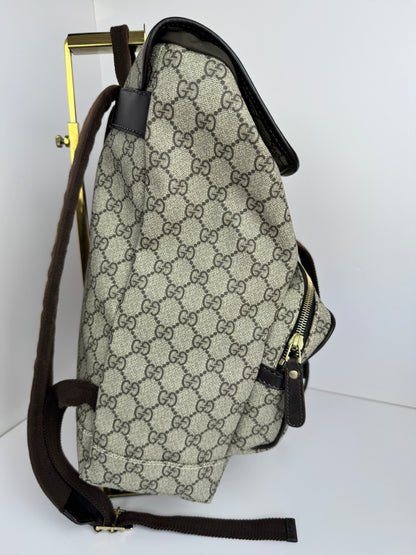 Gucci Buckle Backpack GG Coated Canvas Medium