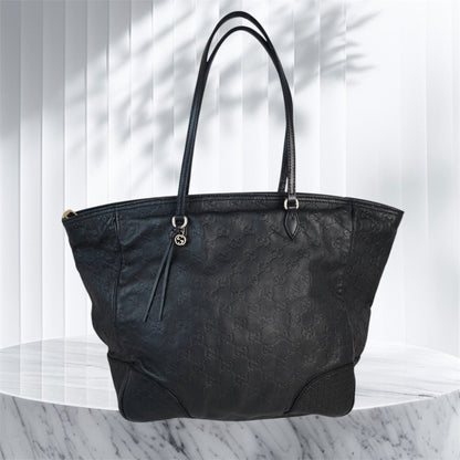 Gucci Bree Shopping Tote Leather Black Monogram