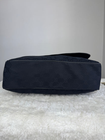 GUCCI Web Flap Messenger GG Canvas Black