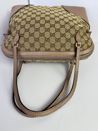 GUCCI Bree GG Canvas Shoulder Bag Pink Nude