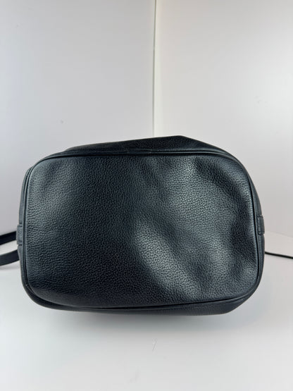 MCM Black Leather Drawstring Bucket bag