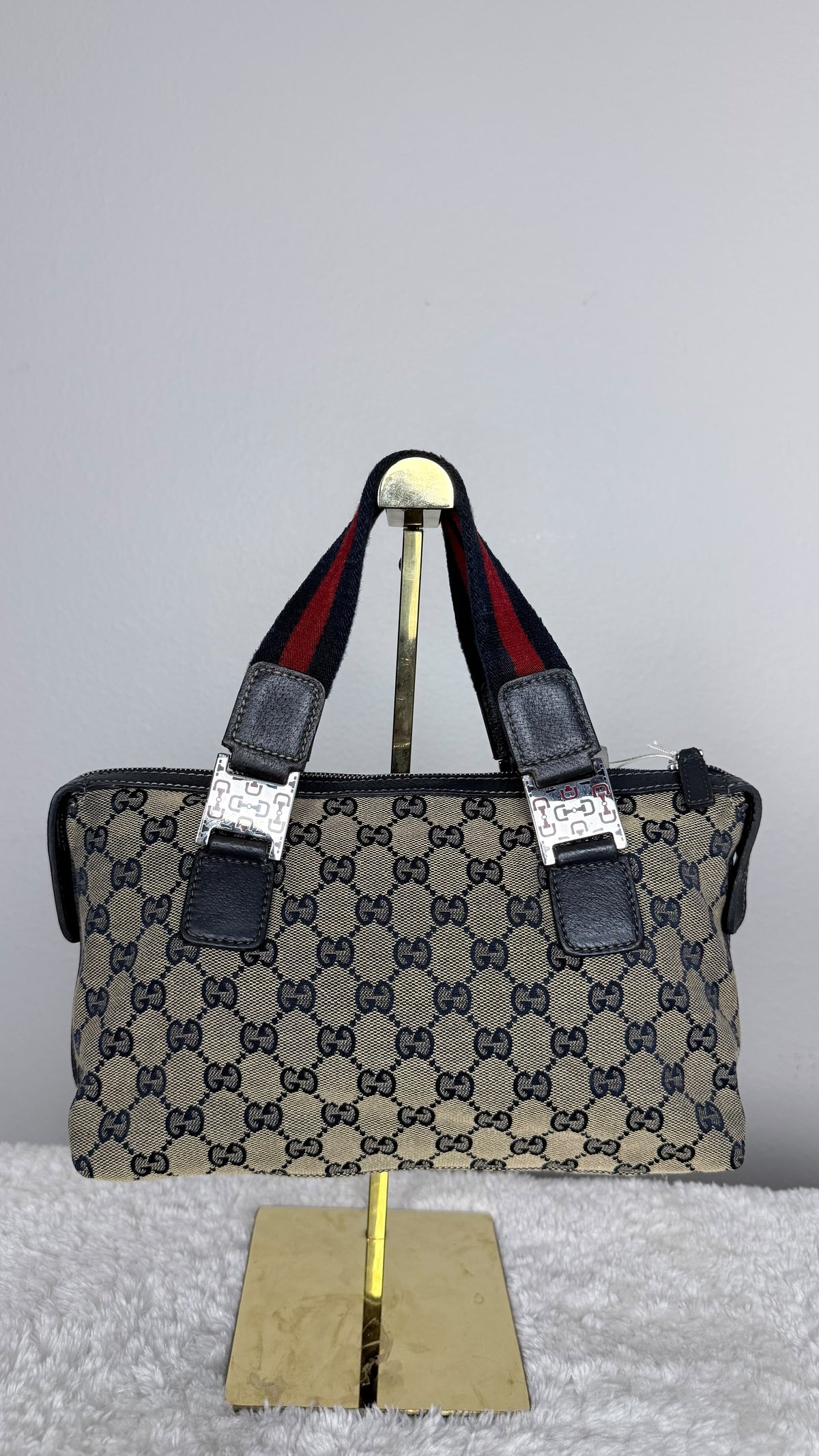 GUCCI Web Boston Pop GG Canvas Navy