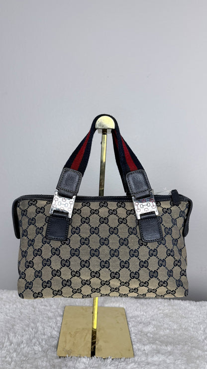 GUCCI Web Boston Pop GG Canvas Navy