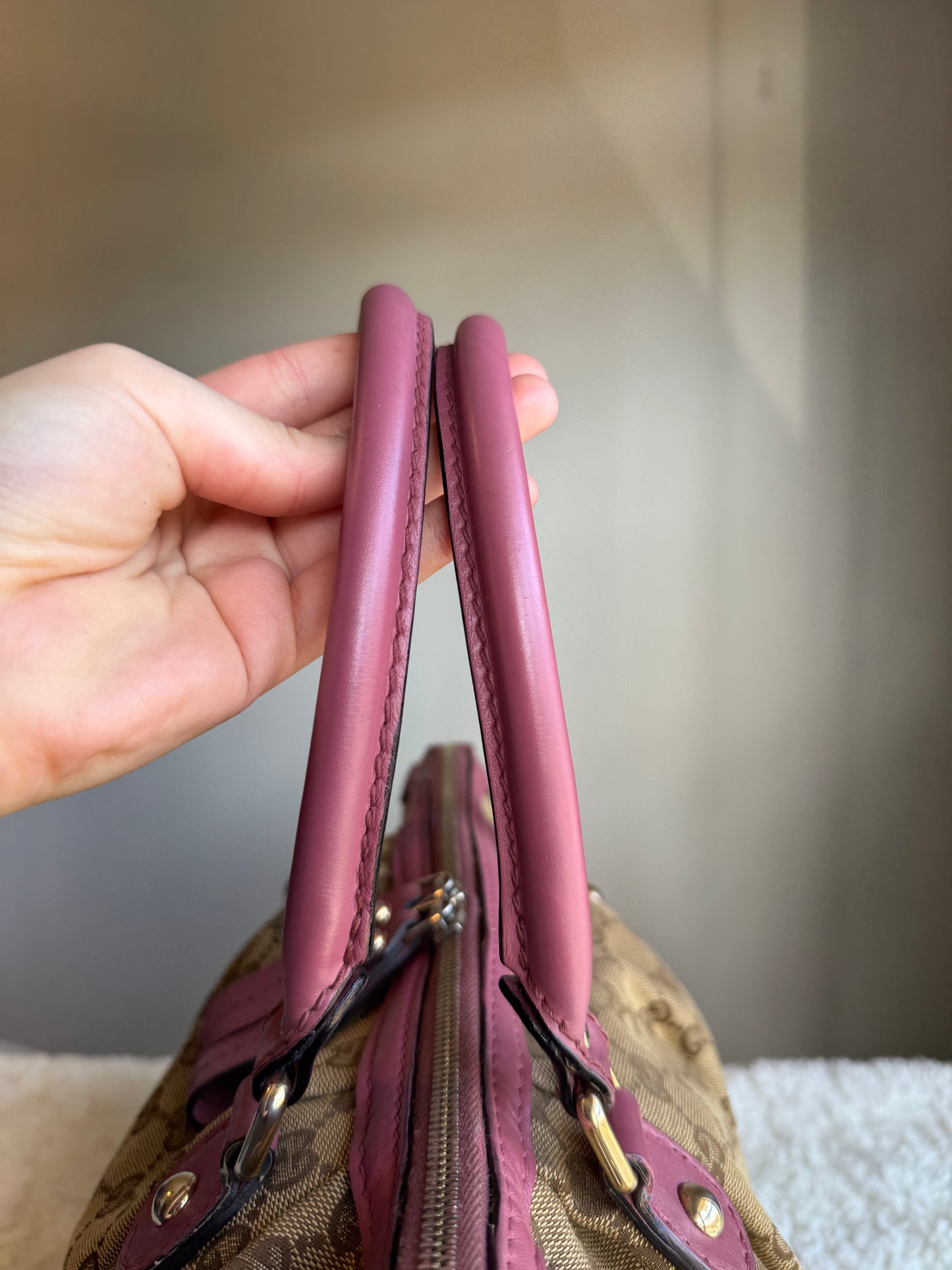 GUCCI Sukey Top handle with Strap GG Canvas Pink