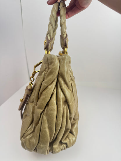 Miumiu Matelasse handle beige leather