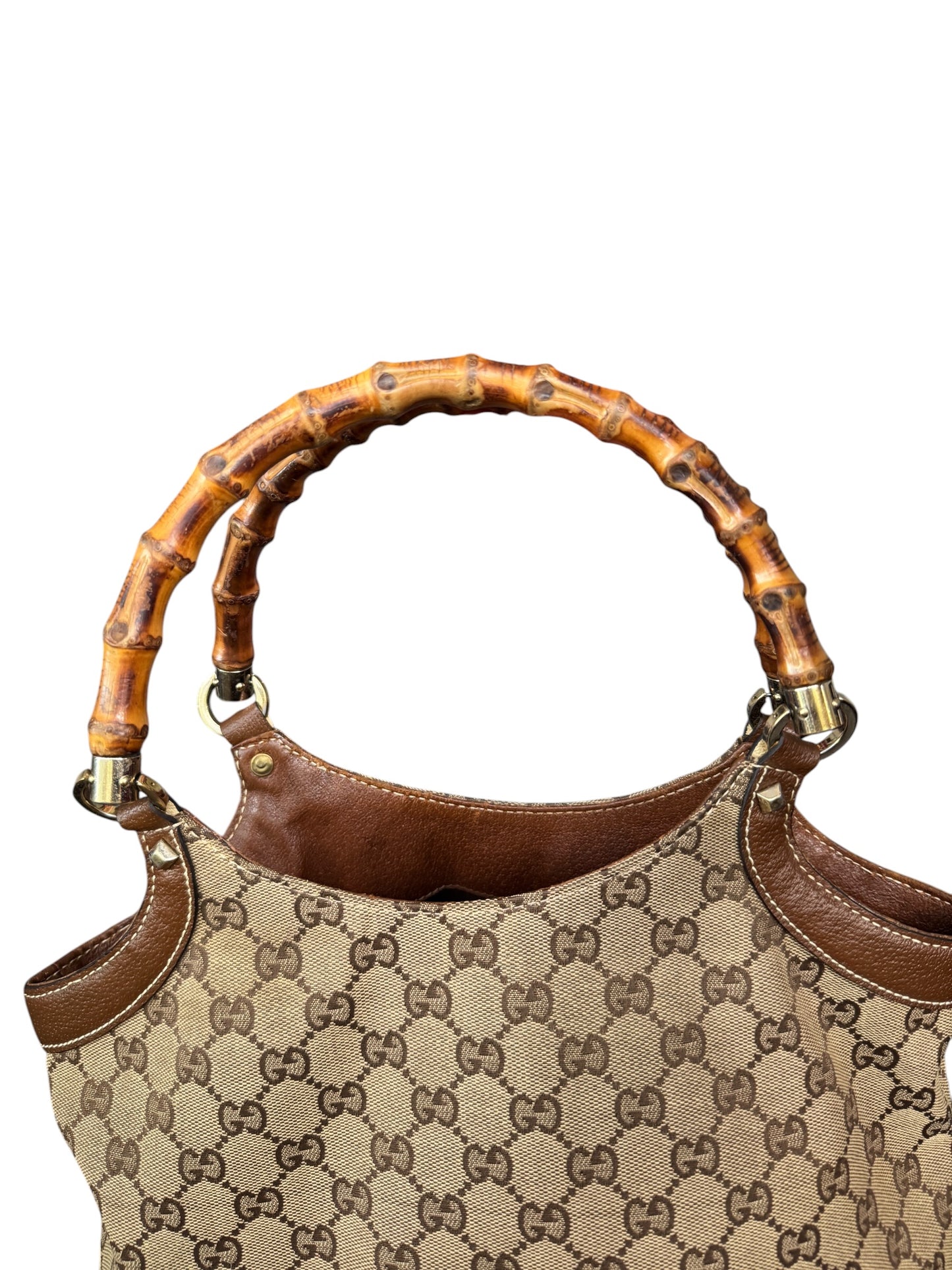 Gucci GG Canvas Top Handle Bamboo Brown