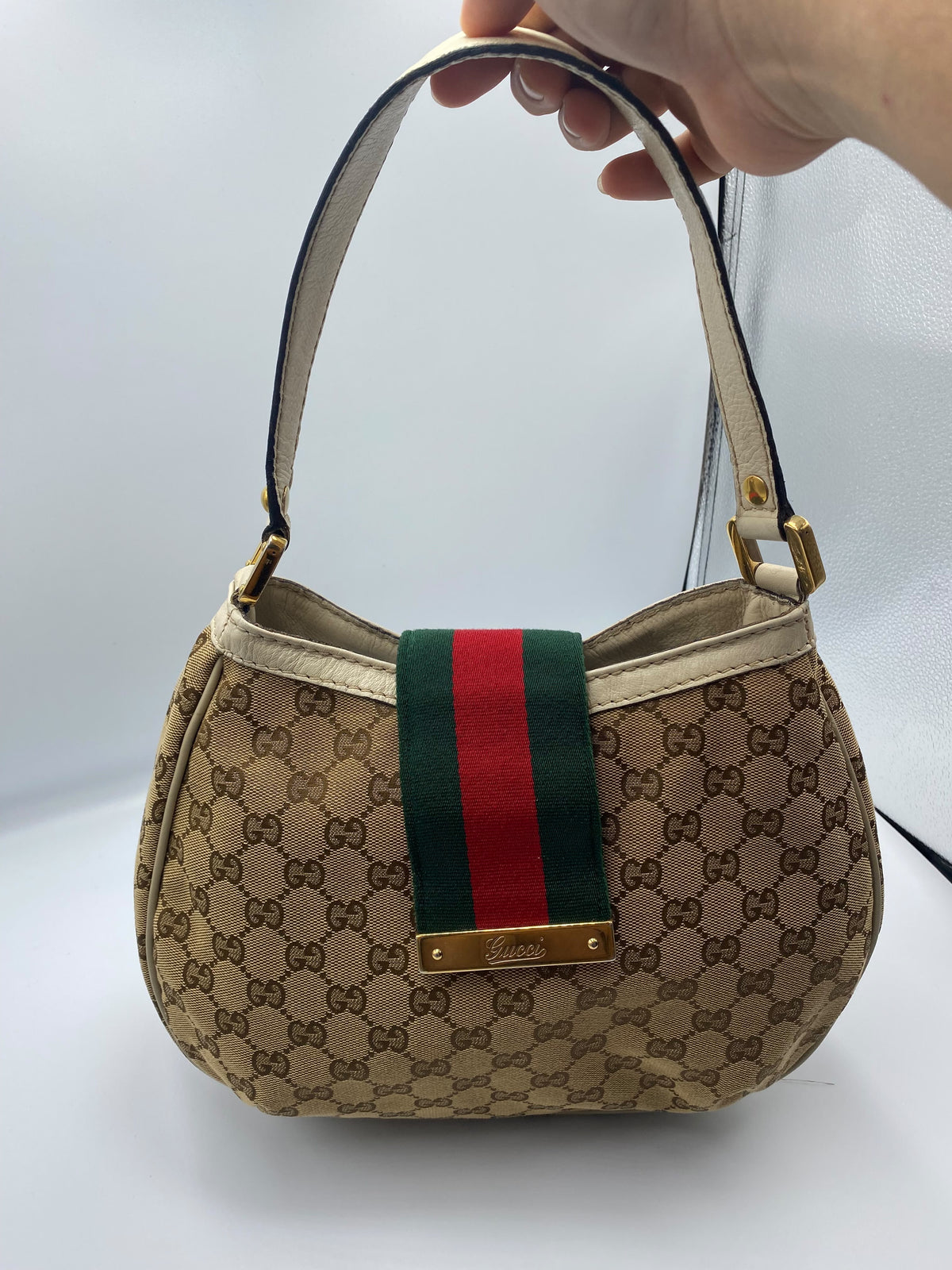 GUCCI New ladies Hobo GG Canvas White