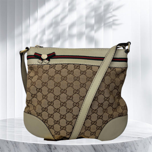 Gucci Mayfair GG Canvas Crossbody with Web Ribbon Signature