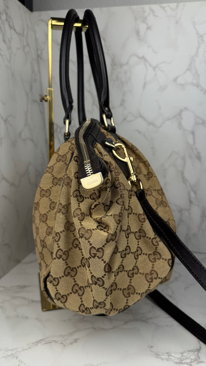 Gucci Sukey Boston With Strap GG Canvas Brown