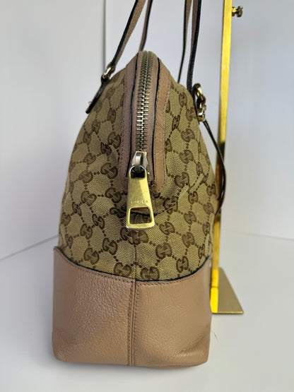 GUCCI Bree GG Canvas Shoulder Bag Pink Nude