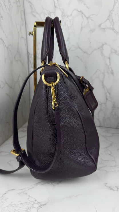 Prada Vitello Daino Leather Bauletto Purple