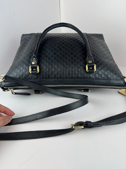 Gucci Soft Microguccdssima small Zippered Satchel Black