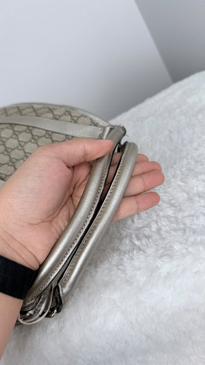 GUCCI Jackie Hobo GG Supreme Coated Canvas Silver