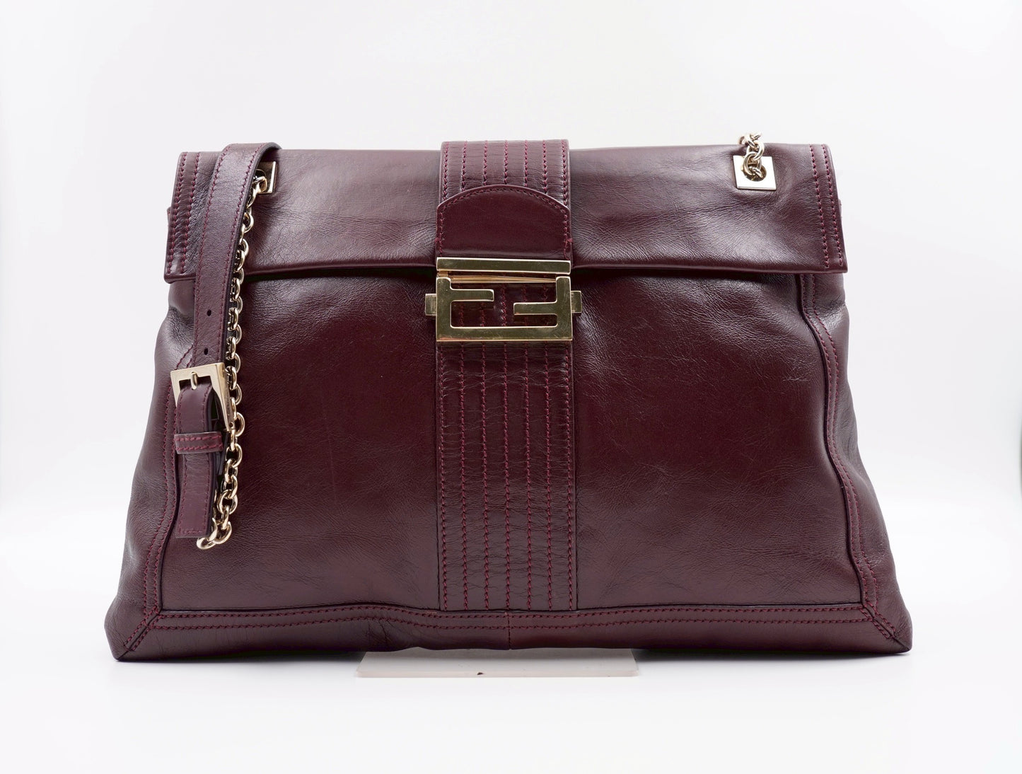 Fendi Purple Leather Maxi Baguette Flap