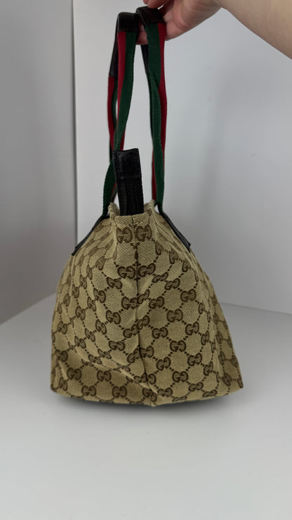 Gucci Web Zip Tote GG Canvas