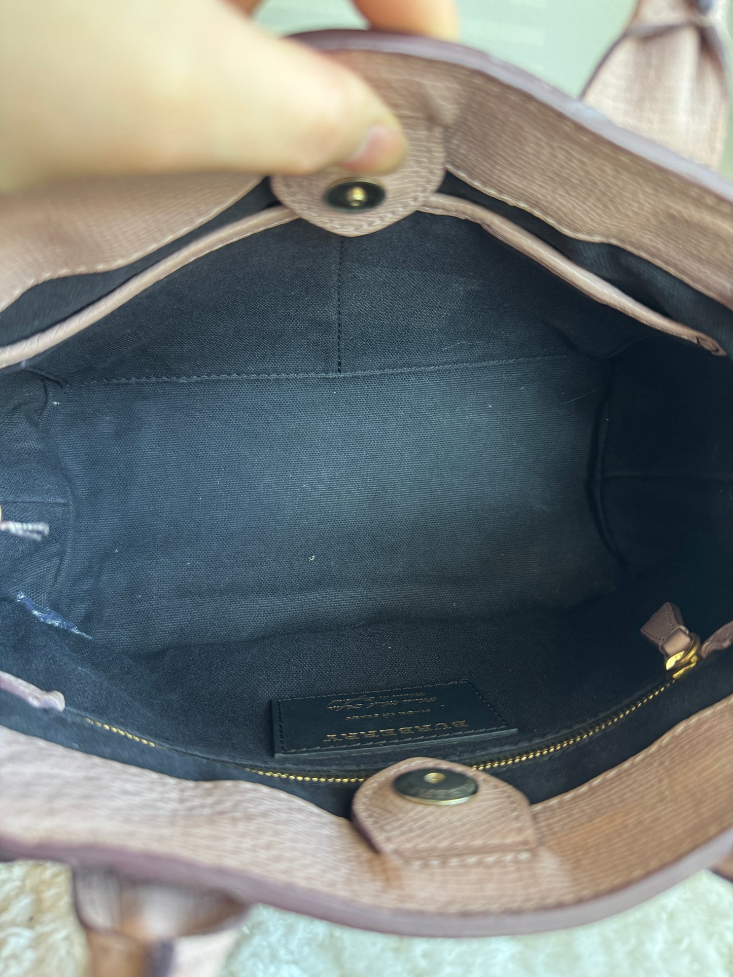BURBERRY Banner Tote Leather and House Check canvas Small