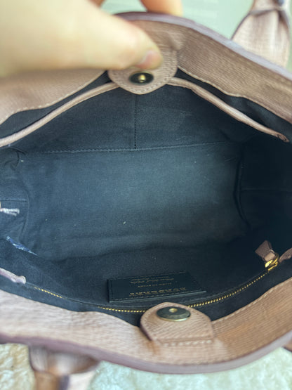 BURBERRY Banner Tote Leather and House Check canvas Small