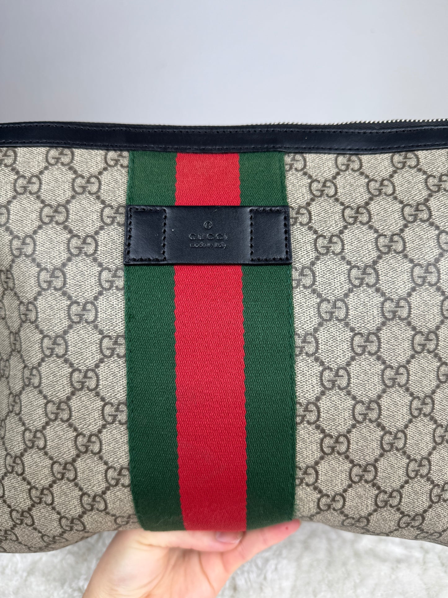 GUCCI Web Messenger Bag GG Coated Canvas Large