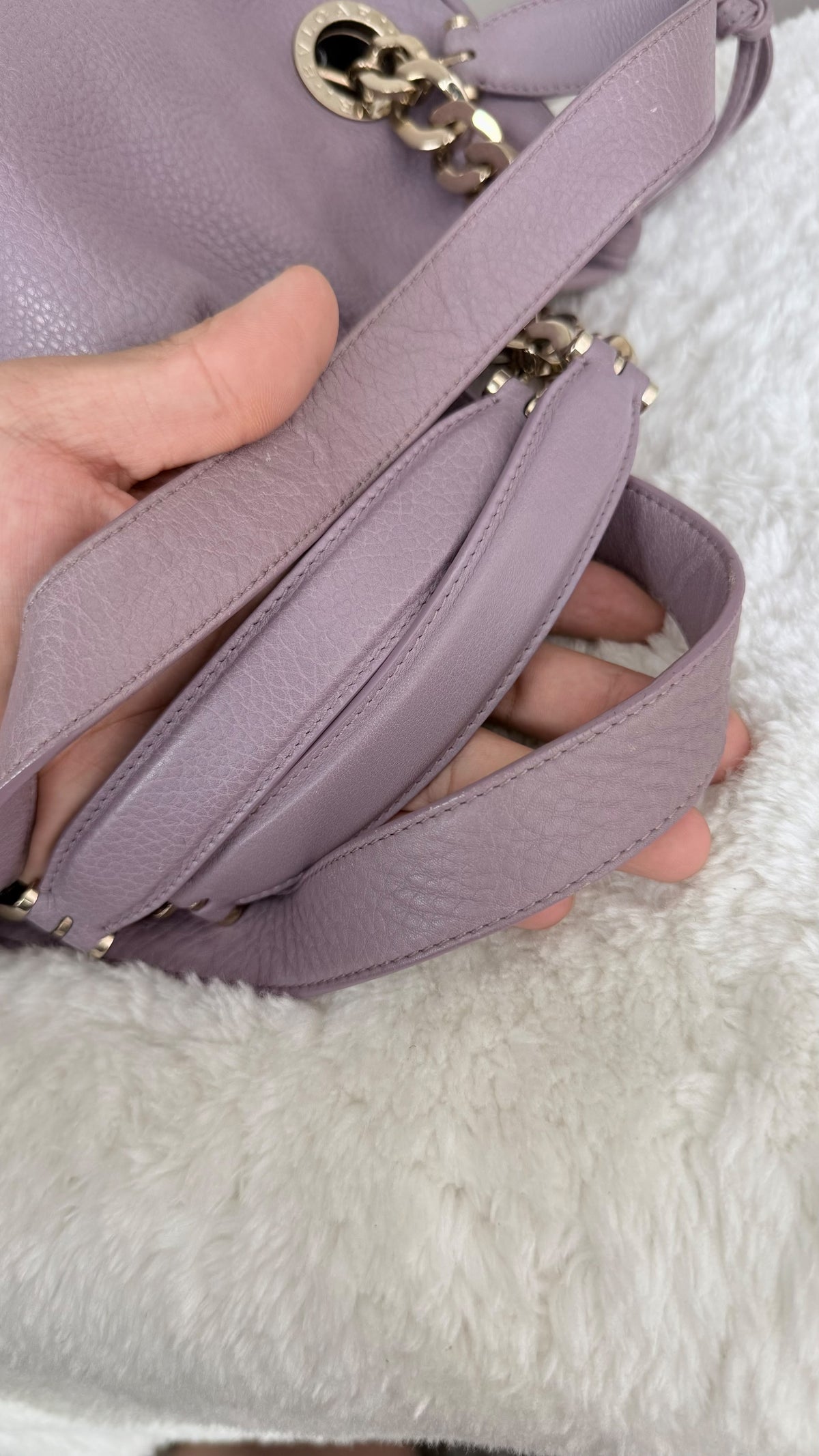 BVLGARI Leather Top Handle Purple