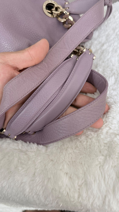BVLGARI Leather Top Handle Purple