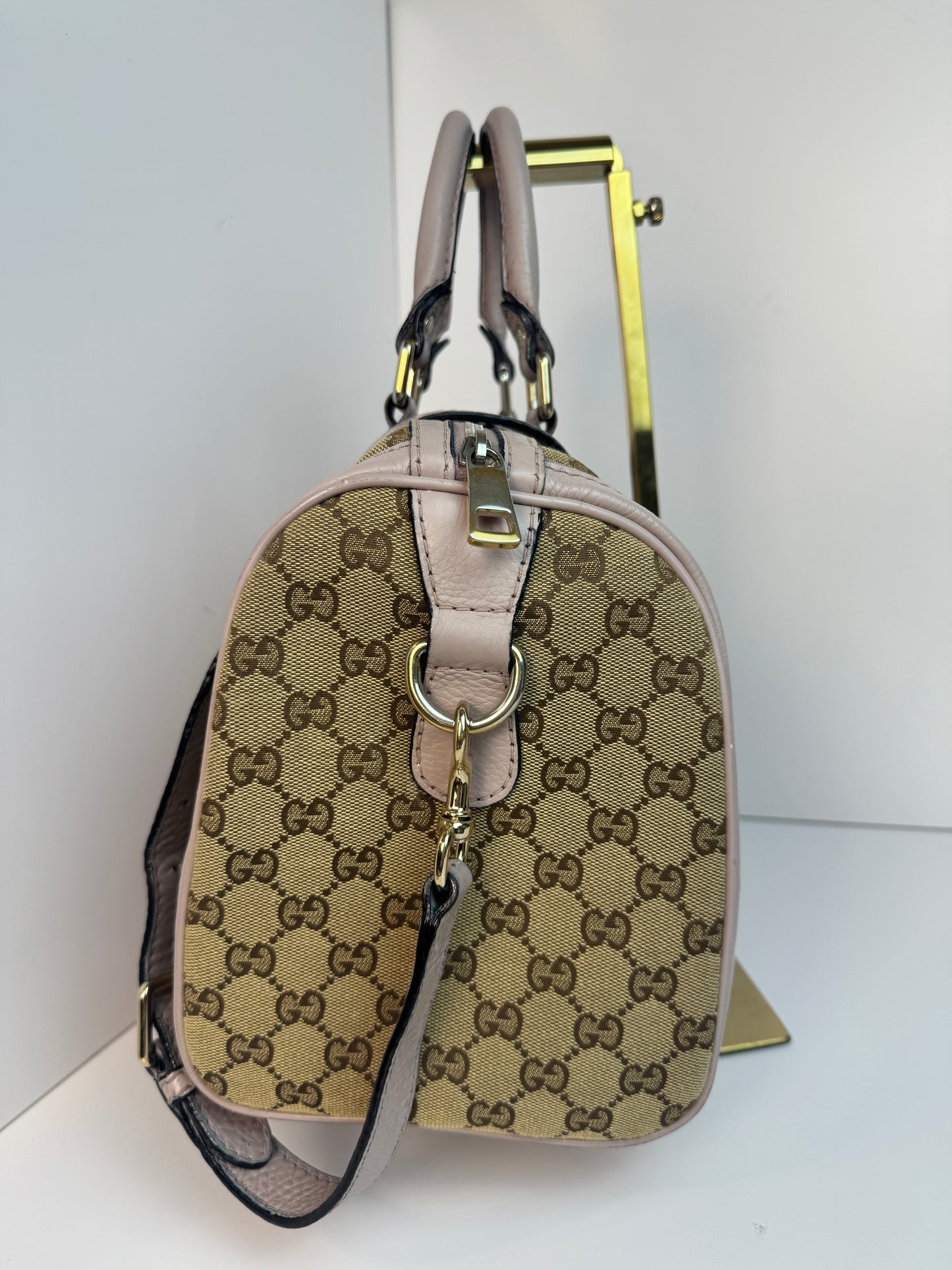Gucci Web Stripe Boston Pink With Strap