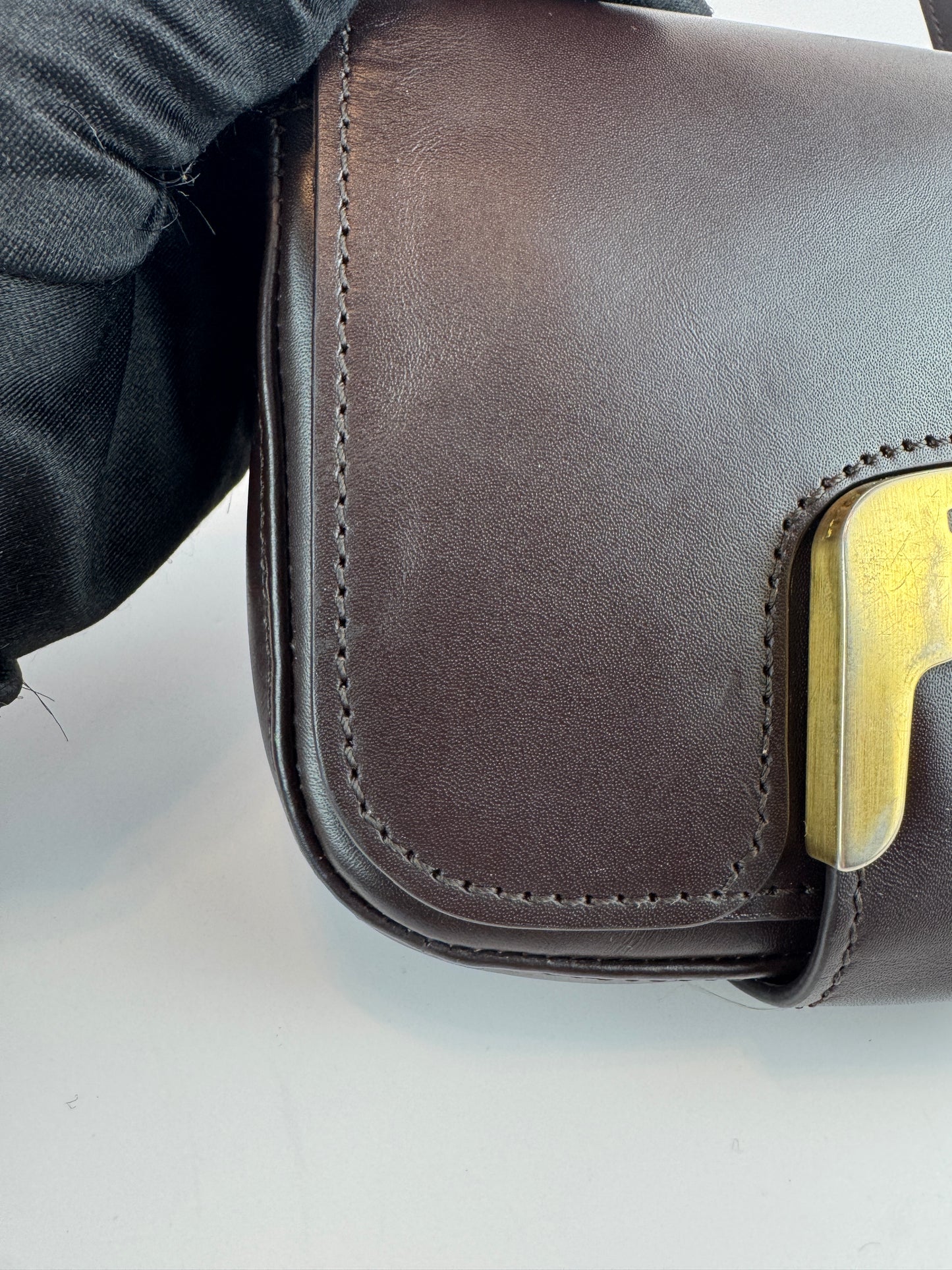 Fendi Vitello Elite Small Chameleon Crossbody Dark Brown
