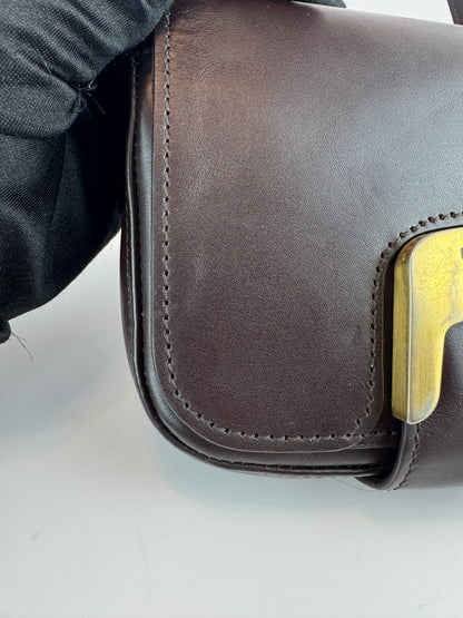 Fendi Vitello Elite Small Chameleon Crossbody Dark Brown