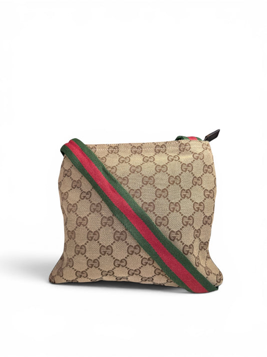 Gucci Web Strap Crossbody GG Canvas Brown