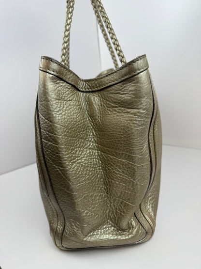 Gucci Bella Tote Leather Metallic Gold