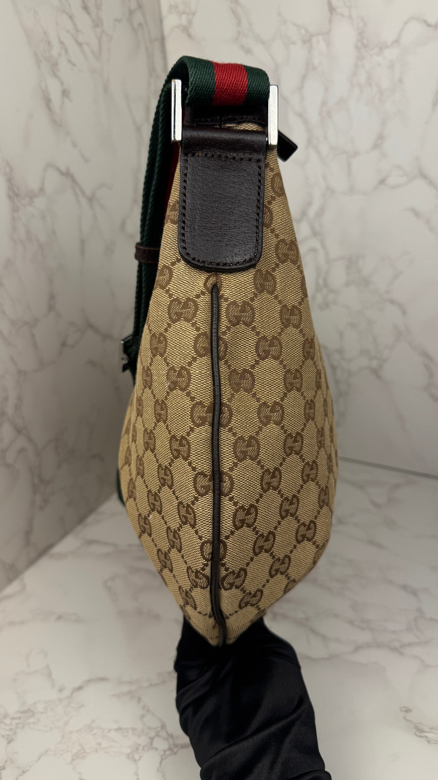 Gucci Half Moon Saddle Zip Crossbody GG Canvas Large