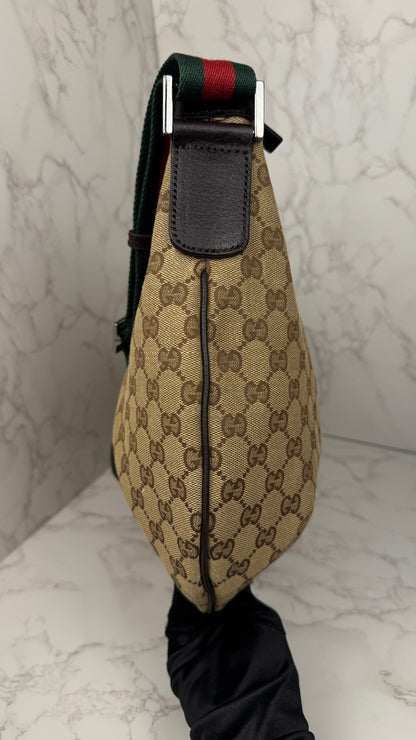 Gucci Half Moon Saddle Zip Crossbody GG Canvas Large