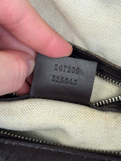 GUCCI Web Boston GG Canvas With strap Brown