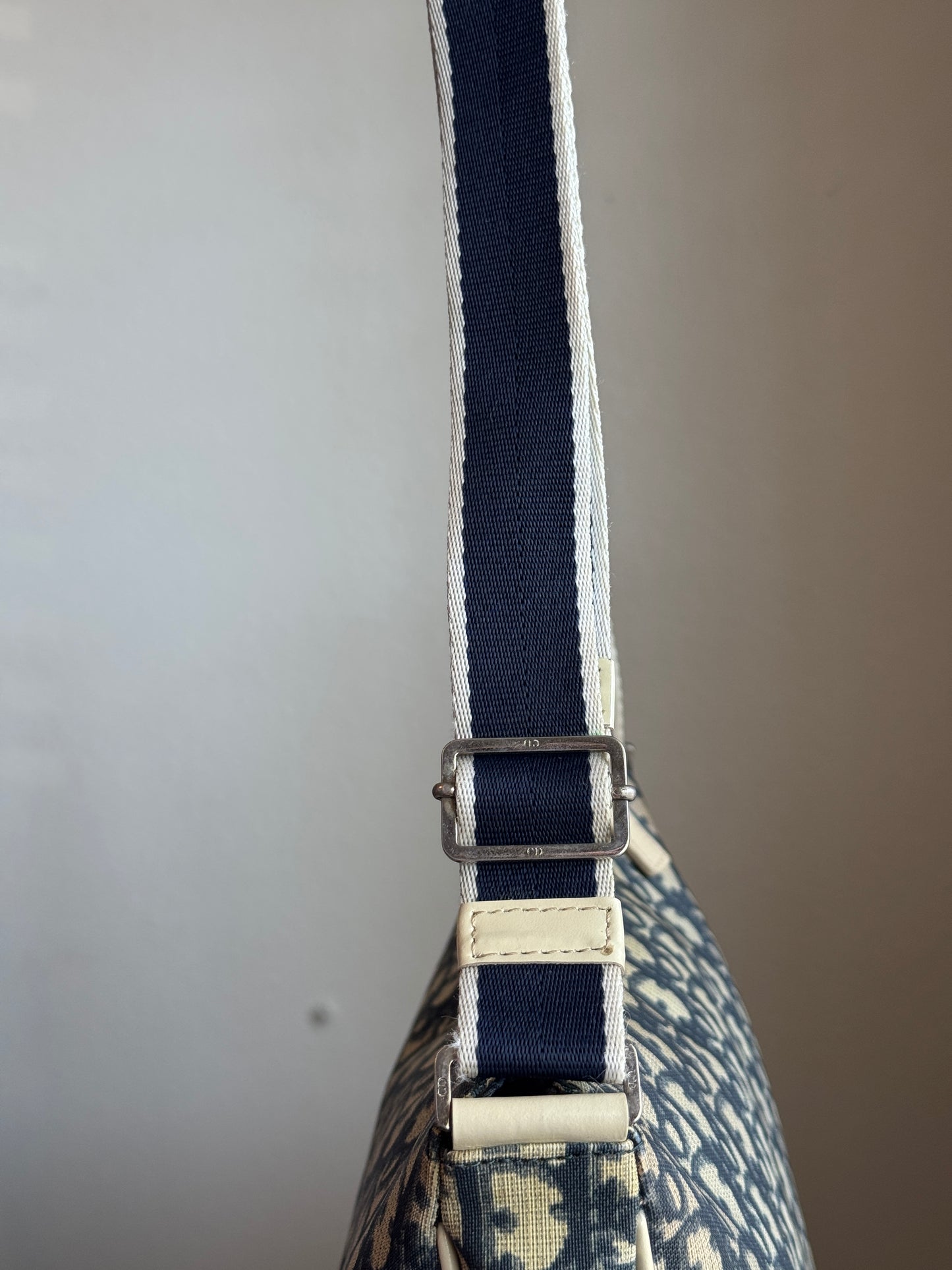 CHRISTIAN DIOR Vintage Girly Zip Messenger Bag Diorissimo Coated Canvas