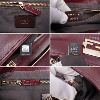 Fendi Purple Leather Maxi Baguette Flap