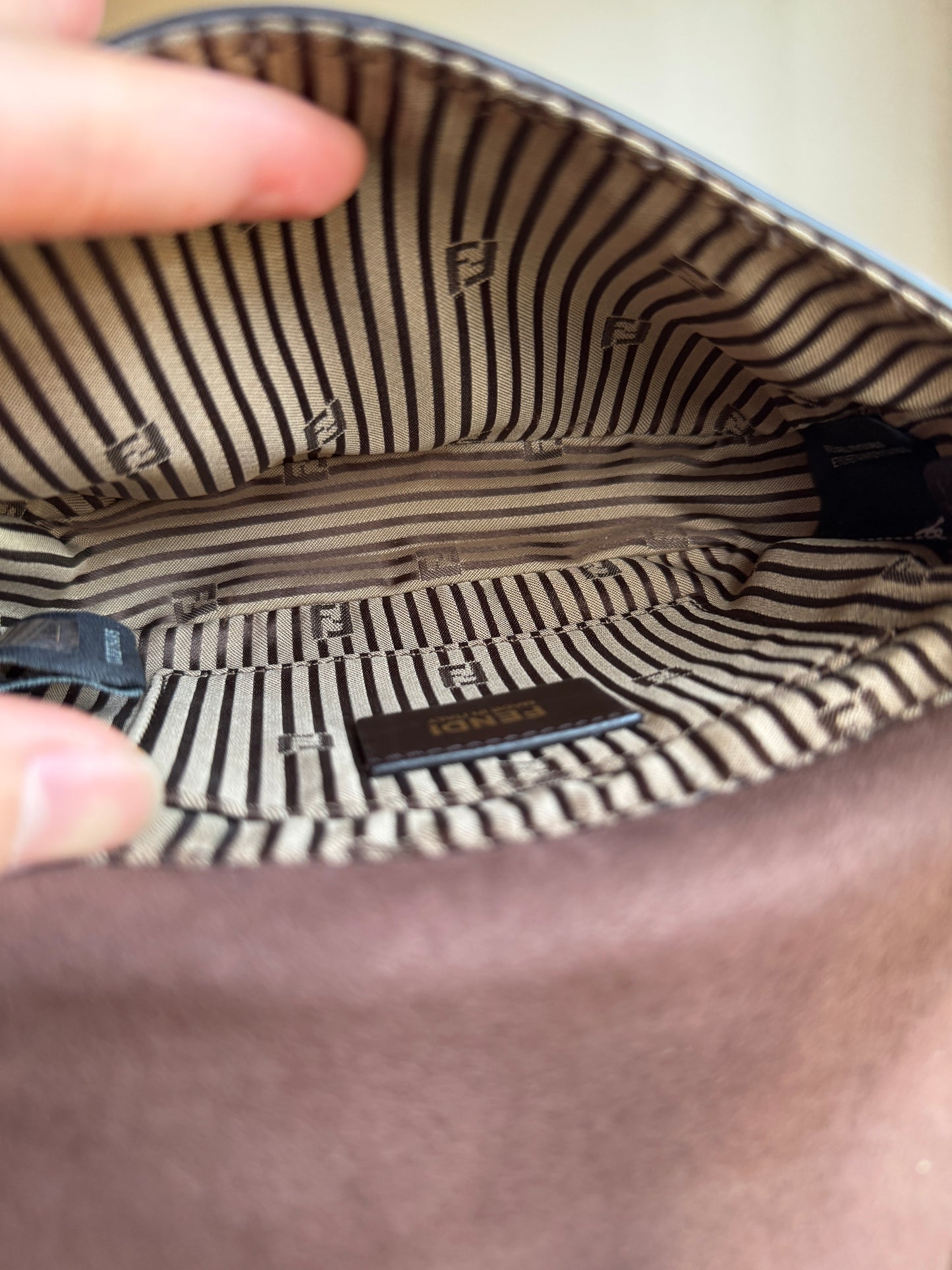 FENDI Chameleon Mini Crossbody Leather Dark Brown