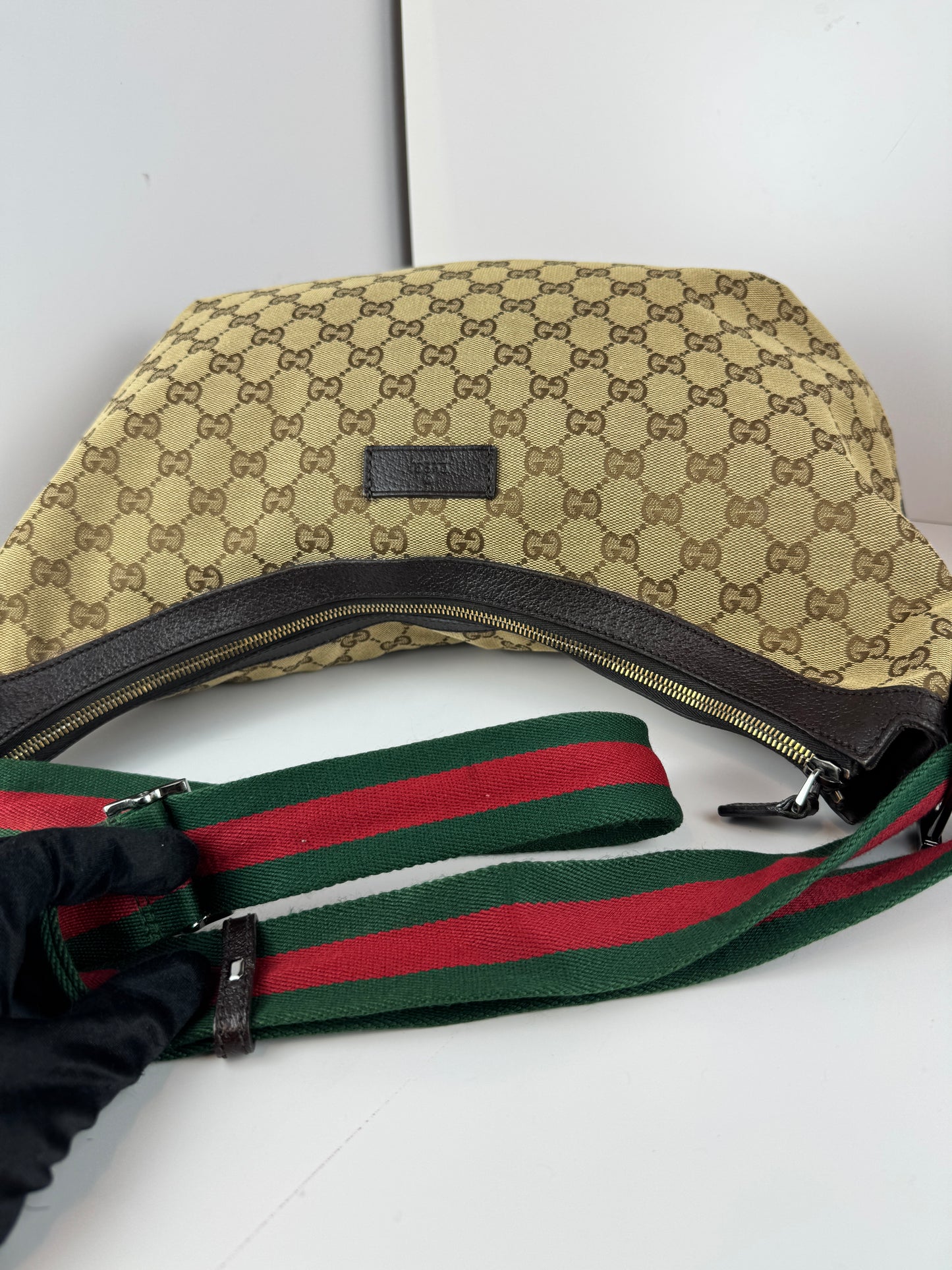 Gucci Web HalfMoon Large GG Canvas Brown