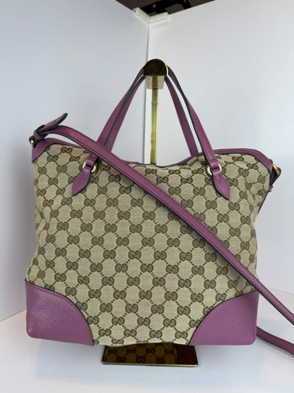 GUCCI Bree Convertible Top Handle GG Canvas Pink