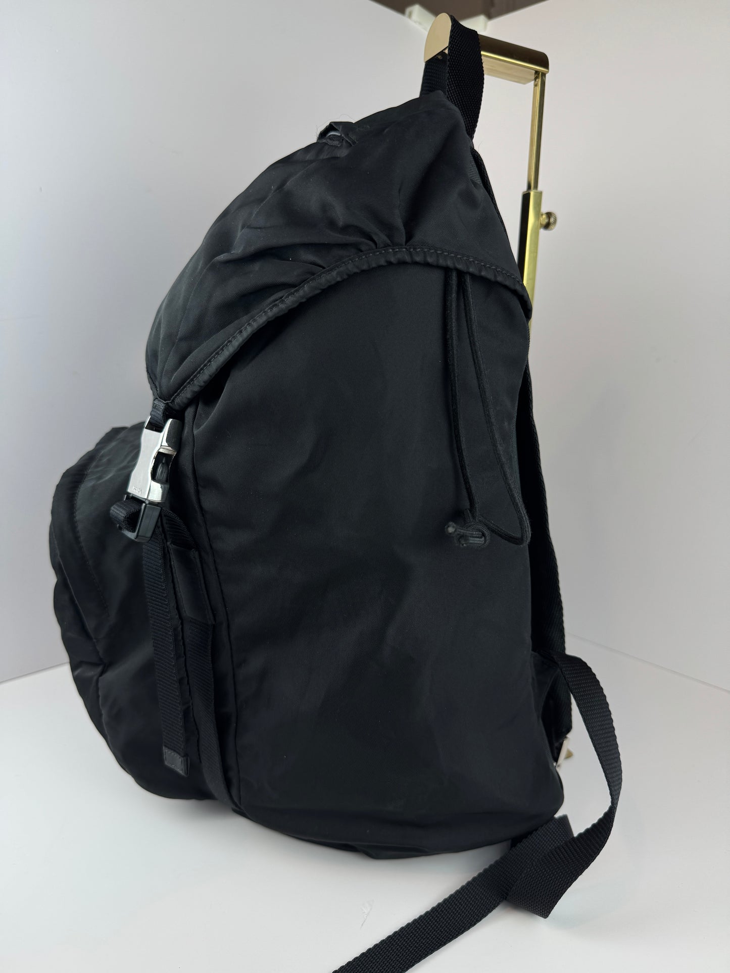 PRADA Tessuto Nylon Montagna Double Buckle Backpack Black