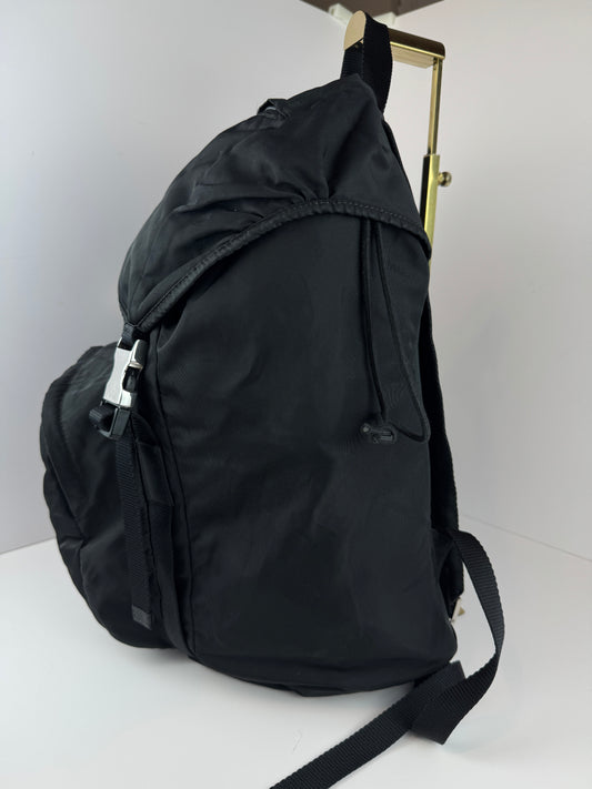 PRADA Tessuto Nylon Montagna Double Buckle Backpack Black