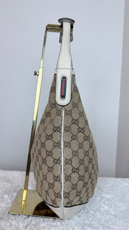 GUCCI Web bow Hobo GG Canvas white