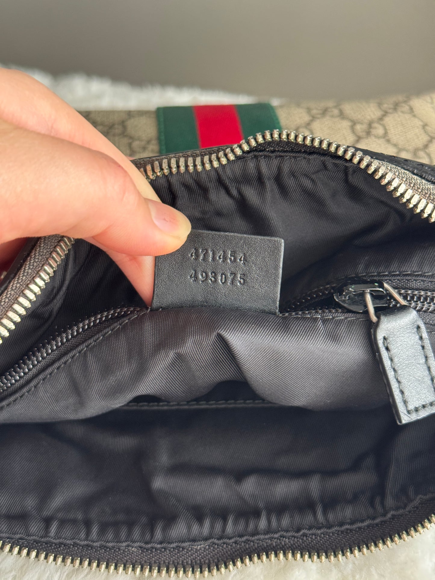 GUCCI Web Flat Mini Crossbody GG Supreme Coated Canvas Black